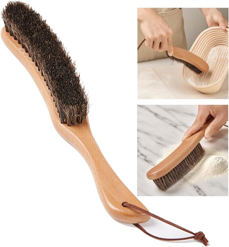 YUANSHAO Cleaning Brush for Bread Proofing Baskets/Countertops/Wood Pulp Banneton/Proofing Cloth,Horse Hair Brush for Cleaning Flour,Natural Wood Handle,Banneton Brush,Hang Hole Design - Image 1